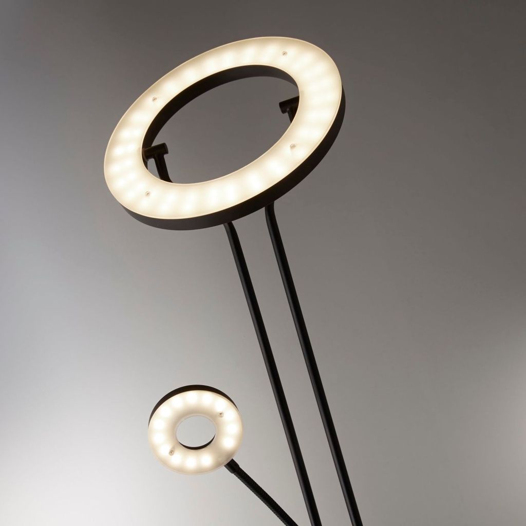 LED Stehleuchte Metall mit Dimmer 193 cm hoch Schwarz matt 3000 K warmweiß 3278 lm Modern Stehlampe