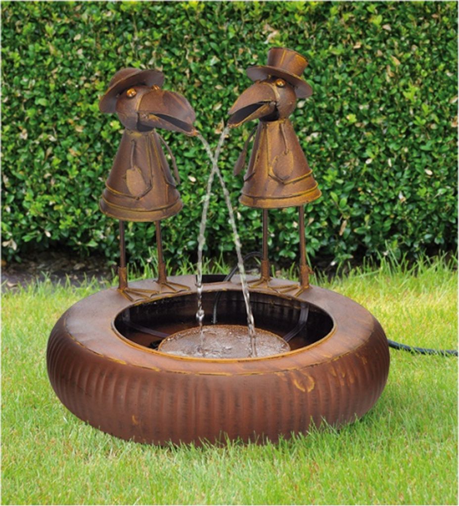 Metallbrunnen mit zwei Raben Produktbild 