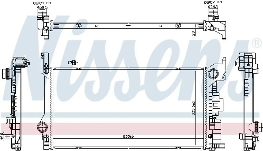 Radiatore motore NISSENS 606565