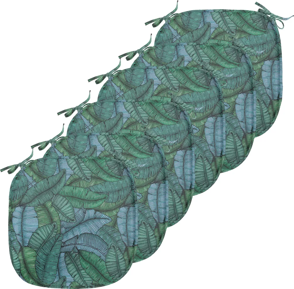 Coussin de Chaise Feuille de Bananier Imperméable avec Attaches - 6 pcs