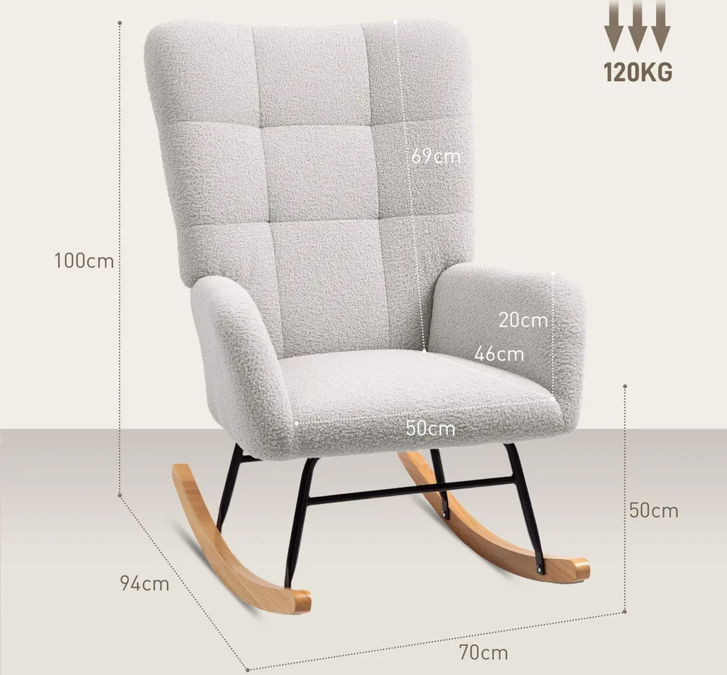 HOMCOM Sedia a Dondolo Teddy: Test Comfort e Solidità Grigio - 3