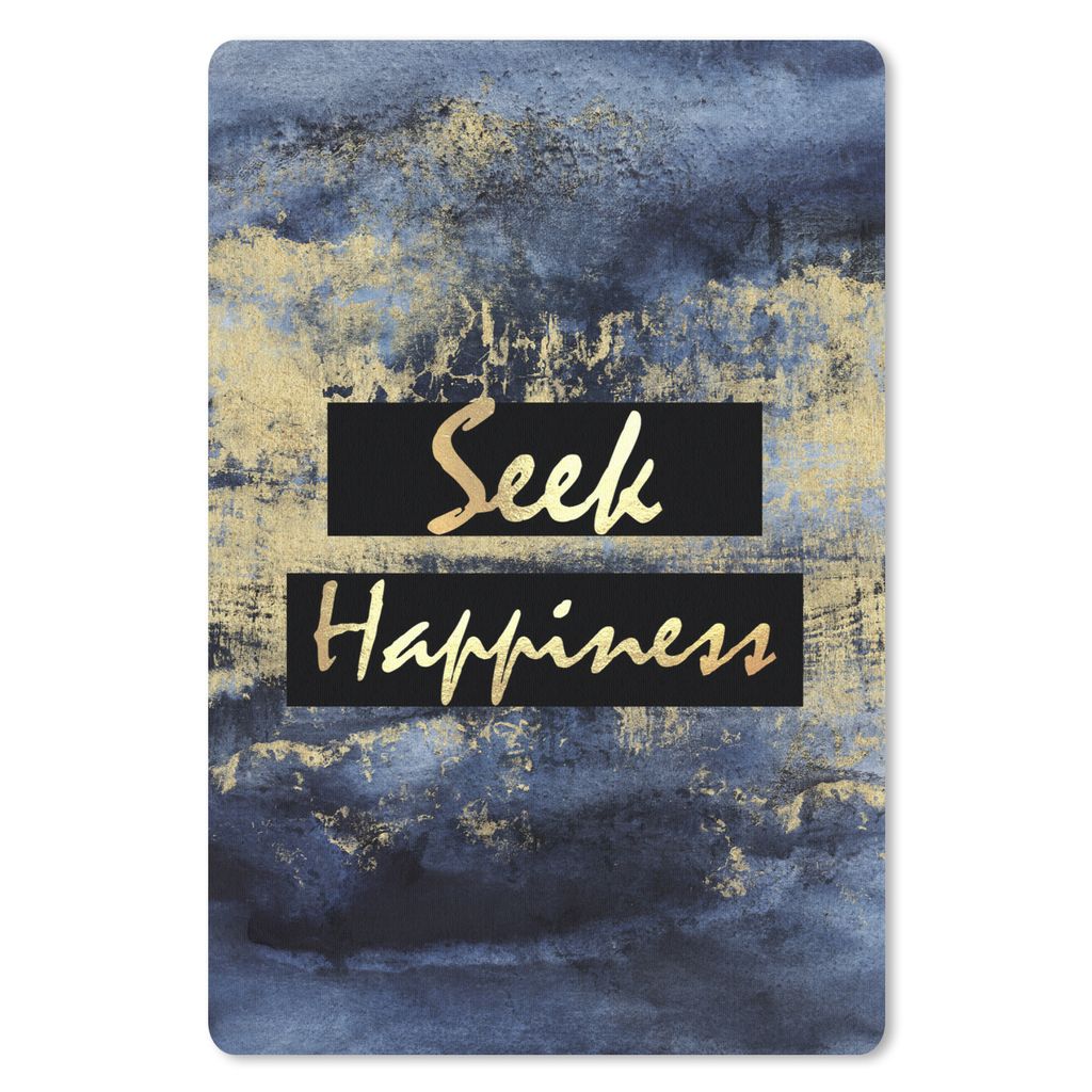 MuchoWow Mauspad Mousepad Zitat - Glück - Gold - Blau 18x27 cm - Mousepads - Maus Mat - Pad - Mausunterlage