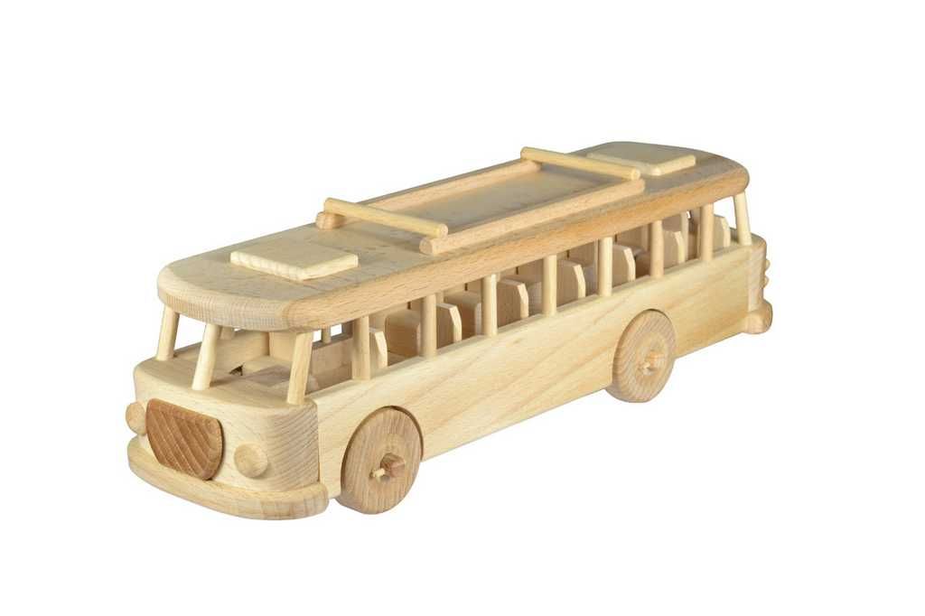 Hohlraum Retro-Bus Spielzeugfahrzeug aus Buchenholz, 21x7x8 Produktbild 