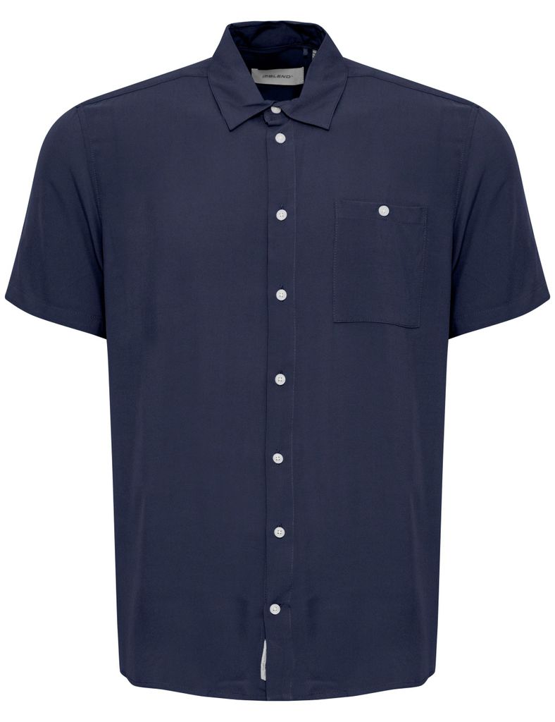 BLEND Bequemes Kurzarmshirt Kentkragen Brusttasche Casual Größe: S