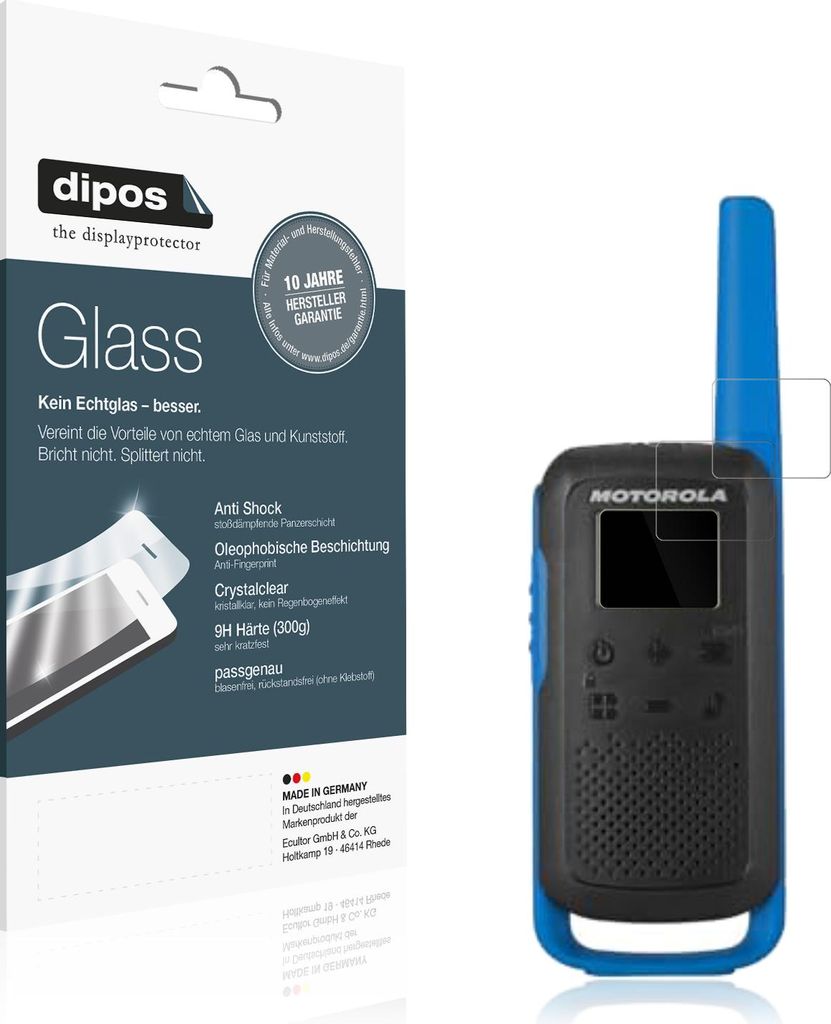 2x Schutzfolie für Motorola Talkabout T62 PMR - Anti-Shock 9H Folie dipos Glass Kunststoffglas