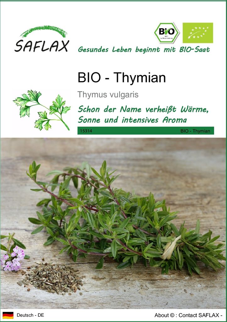 SAFLAX - BIO - Thymian - 800 Samen - Thymus vulgaris