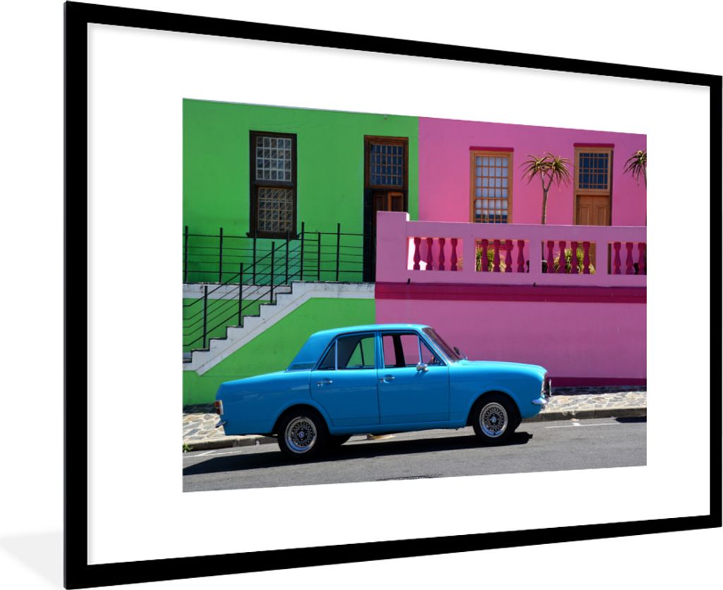 MuchoWow MuchoWow Gerahmtes Poster Oldtimer - Südafrika - Farben 90x60 cm - Poster mit zchwarzem Bilderrahmen - Wanddekoration - Fotos