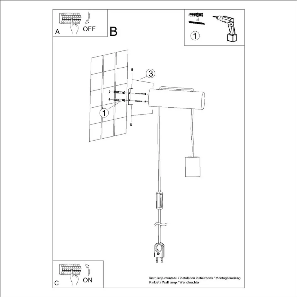 Applique NIMBI E27 Sollux: Design Minimal in Legno 55cm con Switch - 14