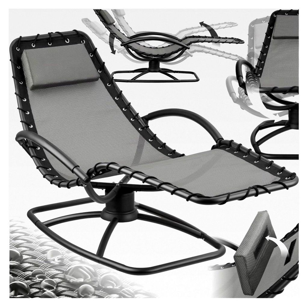 Ergonomische Gartenliege, Sonnenliege, Lounge Möbel für den Außenbereich, Liegestuhl, Relaxsessel mit Liegefunktion, Schaukelsessel für Terrass...