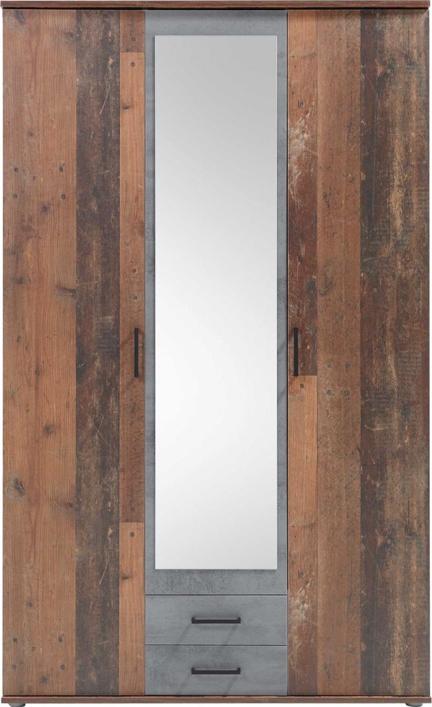 Kleiderschrank Ellis 120cm mit 3 Türen 2 Schubladen und Produktbild 