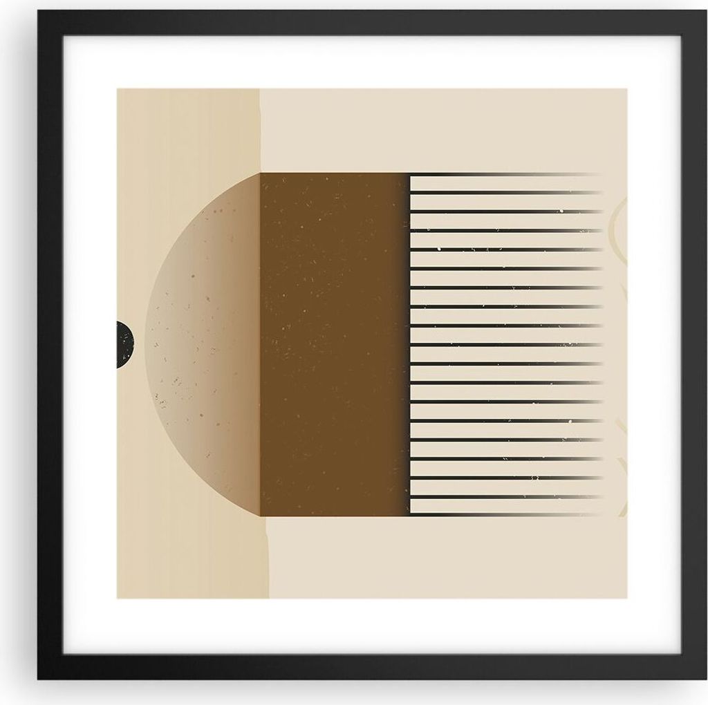 Gerahmtes Poster - Schwarzer Rahmen - Abstraktion Geometrisch Boho - 40x40 cm - Wand Bild - Wanddeko - Wandbilder - Kunstposter - Wandposter - Bild...