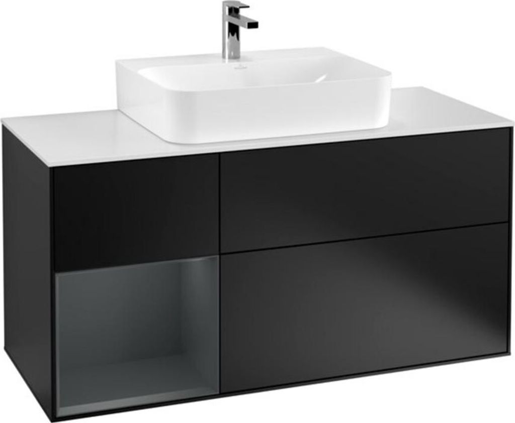 V&B Waschtischunterschrank Finion 120cm, Pl w m, Rg l md b m La, bla m Lac