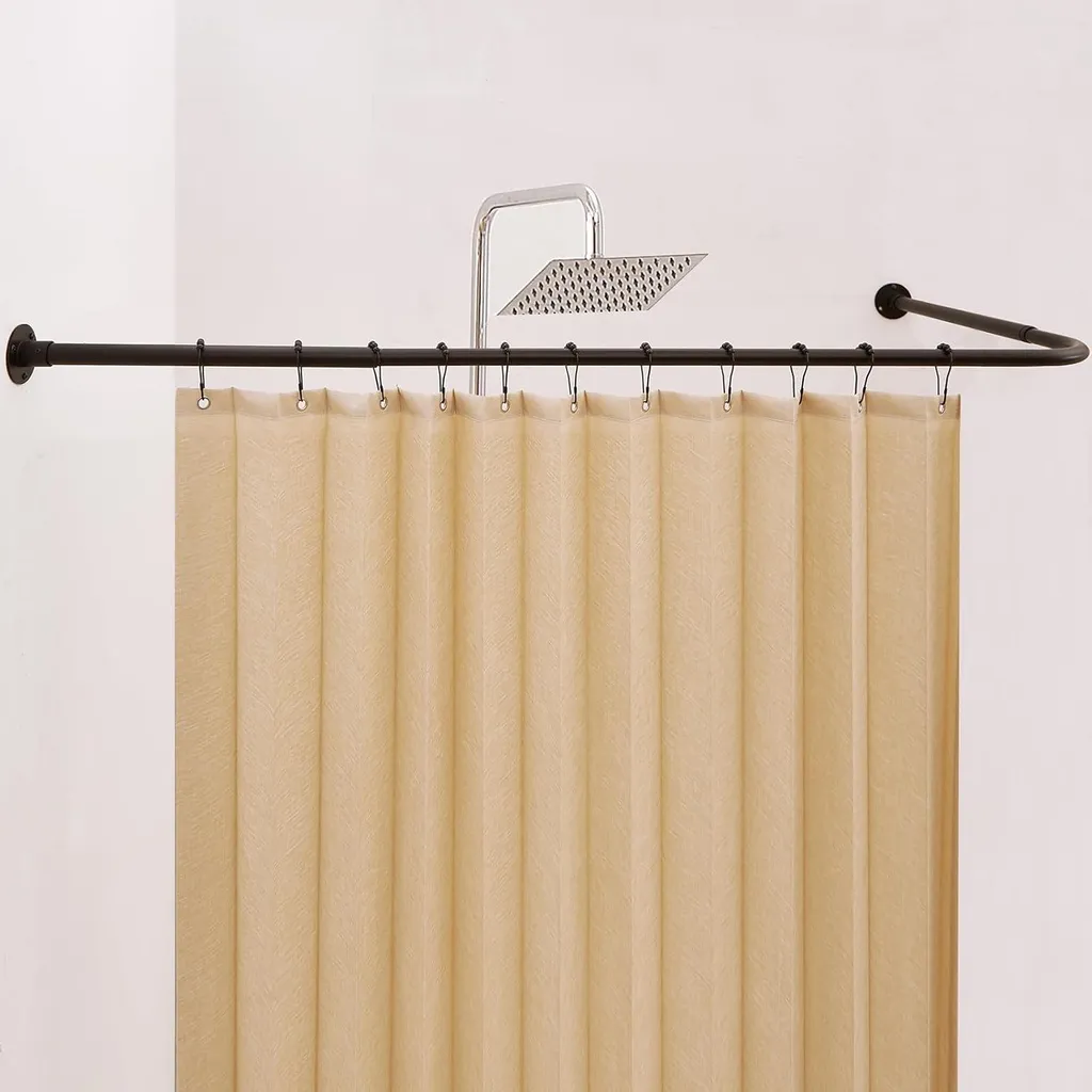 Tringle de rideau de douche télescopique en L extensible 61-134 cm Inox