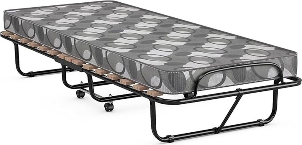 Gästebett klappbar, Klappbett 80x190cm Erwachsene, Einzelbett mit Matratze aus Memory-Schaum, Reisebett mit 4 Rollen, 130 kg belastbar (Grau)