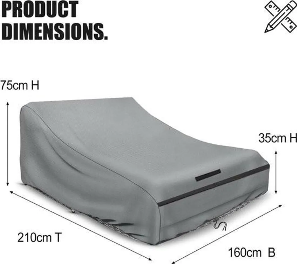 Housse de Bain de Soleil Double 210x160cm en Tissu 420D Imperméable UV - 2