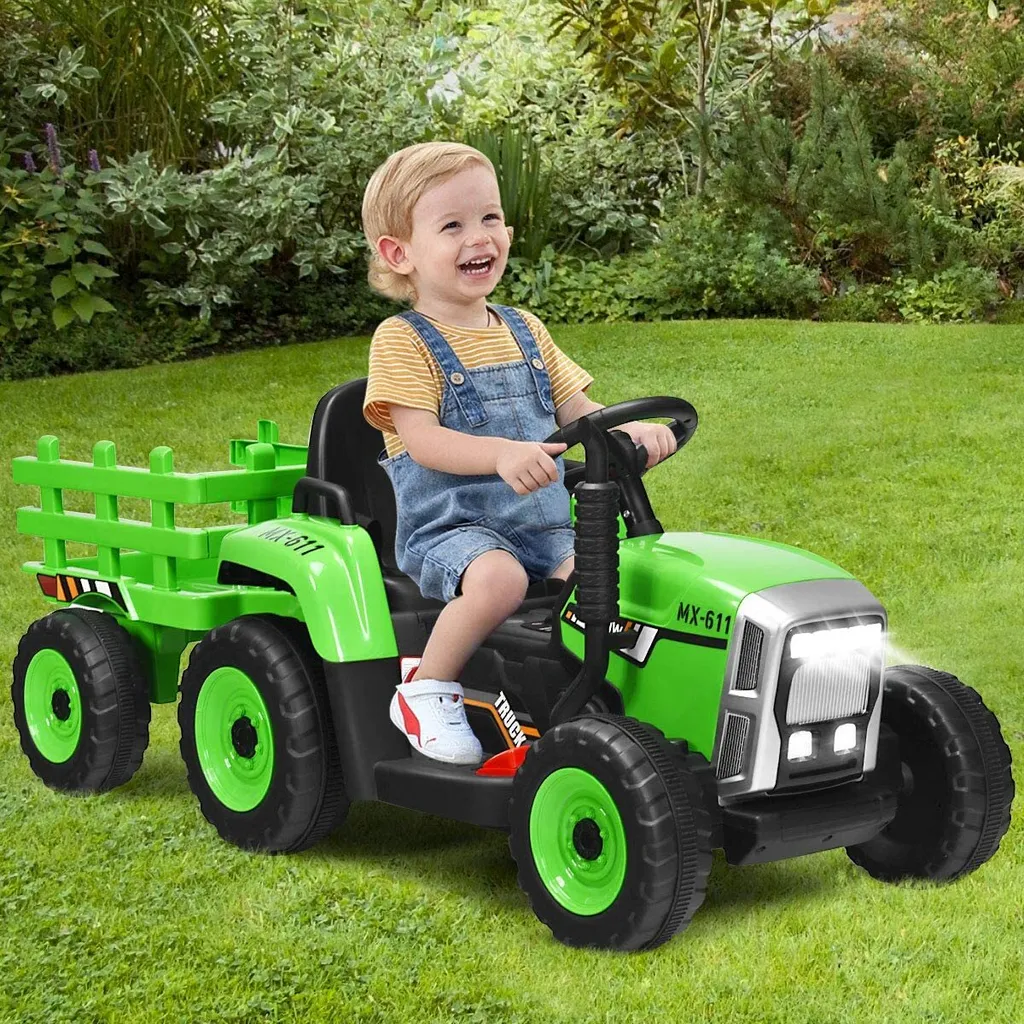Jouet de Plein Air Tracteur Électrique 12V avec Benne et Contrôle Parentale