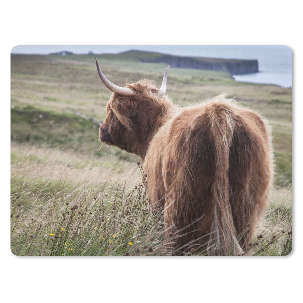 MuchoWow Mauspad Mousepad Schottische Highlander - Natur - Meer 23x19 cm - Mousepads - Maus Mat - Pad - Mausunterlage - Schreibtischunterlage - M...