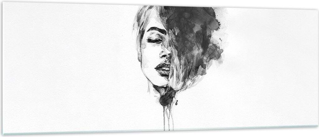 Bilder auf glas - Einteilig - Frau Gesicht Abstraktion - 140x50cm - Glasbilder - Wandbilder - Bilder - zum Aufhängen bereit - Wanddekoration aus G...