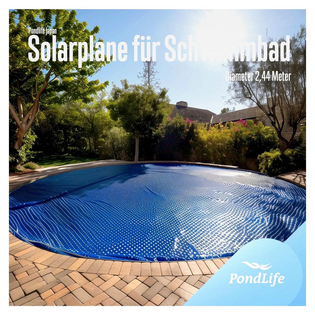 Solarfolie blau rund, 120μ, Ø2,44m, Noppenfolie für Poolabdeckung, zuschneidbar, Poolheizung