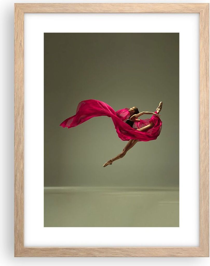 Gerahmtes Poster - Rahmen in heller Eiche - Tänzer Ballett Künstler - 30x40 cm - Wand Bild - Wanddeko - Wandbilder - Kunstposter - Wandposter - B...