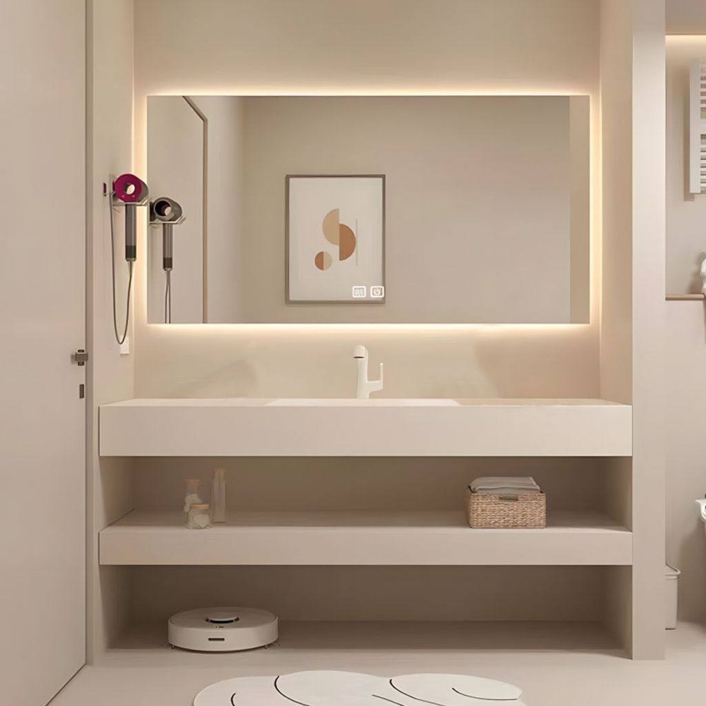 Waschbecken mit LED-Spiegel Waschbecken aus Sinterstein mit Produktbild 