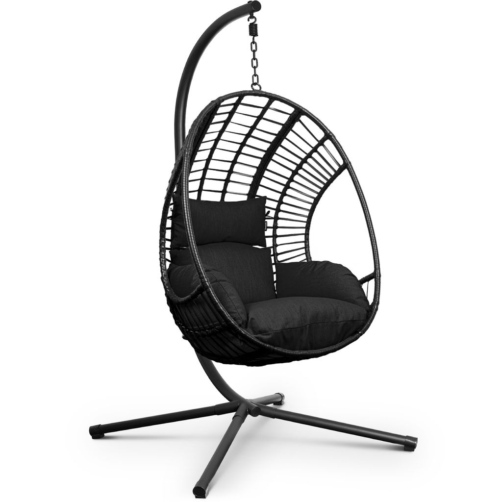 Swoods XXL Hängesessel mit Gestell - Hängesessel Für Indoor und Outdoor - Inkl. Kissen - Egg Chair - bis 150kg