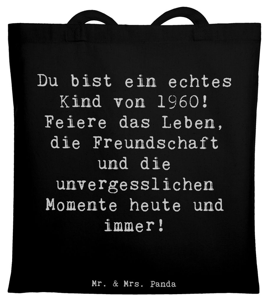 Mr. & Mrs. Panda Tote Bag Spruch 1960 Geburtstag Kind - Schwarz - Geschenk, Laptoptasche, handgefertigt, Einkaufstasche, Geburtstagsgeschenk, Feier...