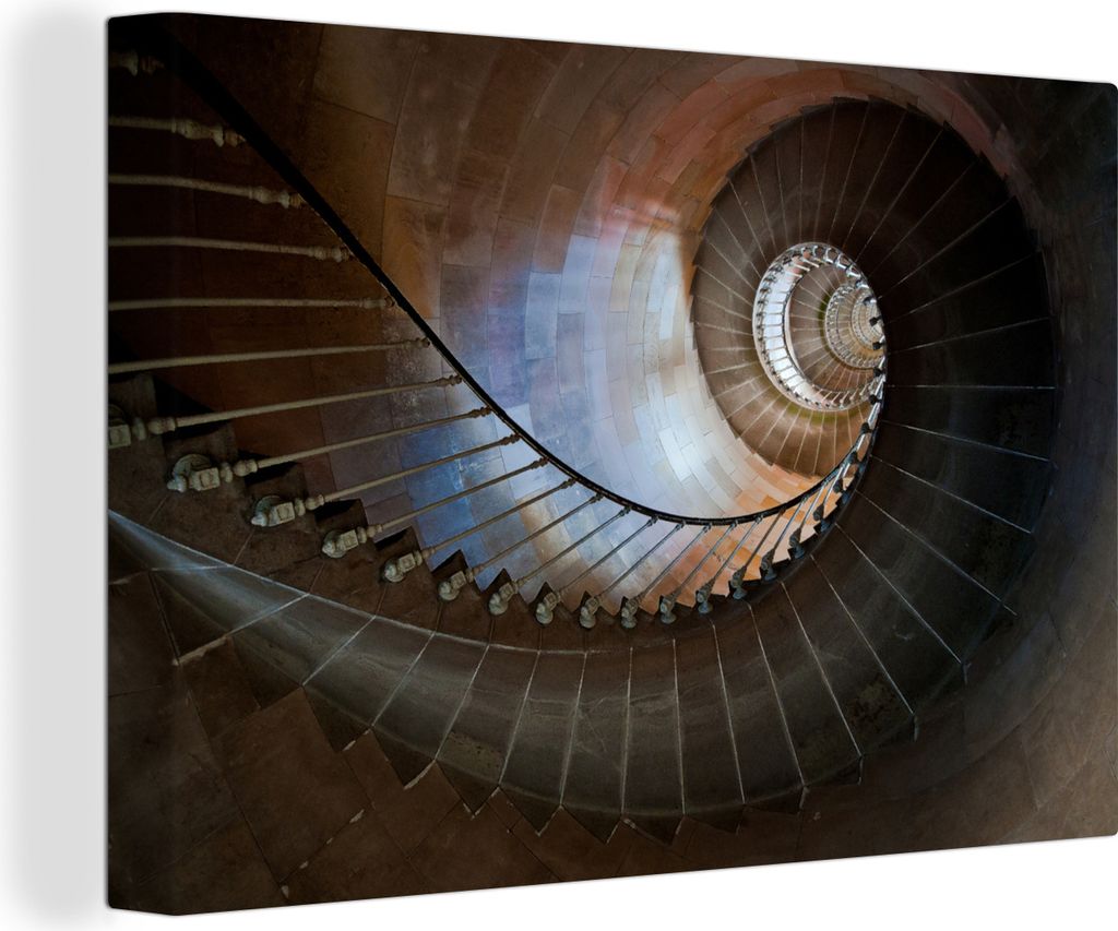 OneMillionCanvasses - Leinwandbilder - 140x90 cm, Eine Wendeltreppe in einem Leuchtturm, Wandbilder Kunstdruck Wanddekoration - Foto auf Leinwand...
