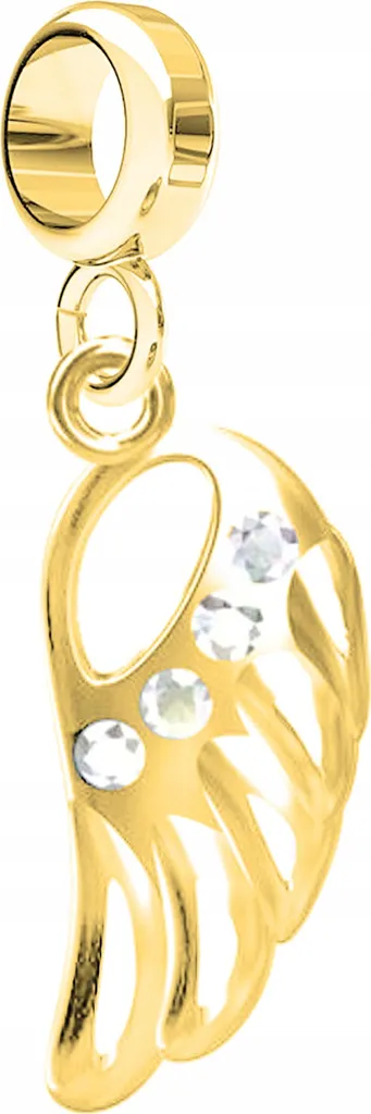 Regalo Festa della Mamma Charm Ali Angelo Argento 925 Oro e Zirconi