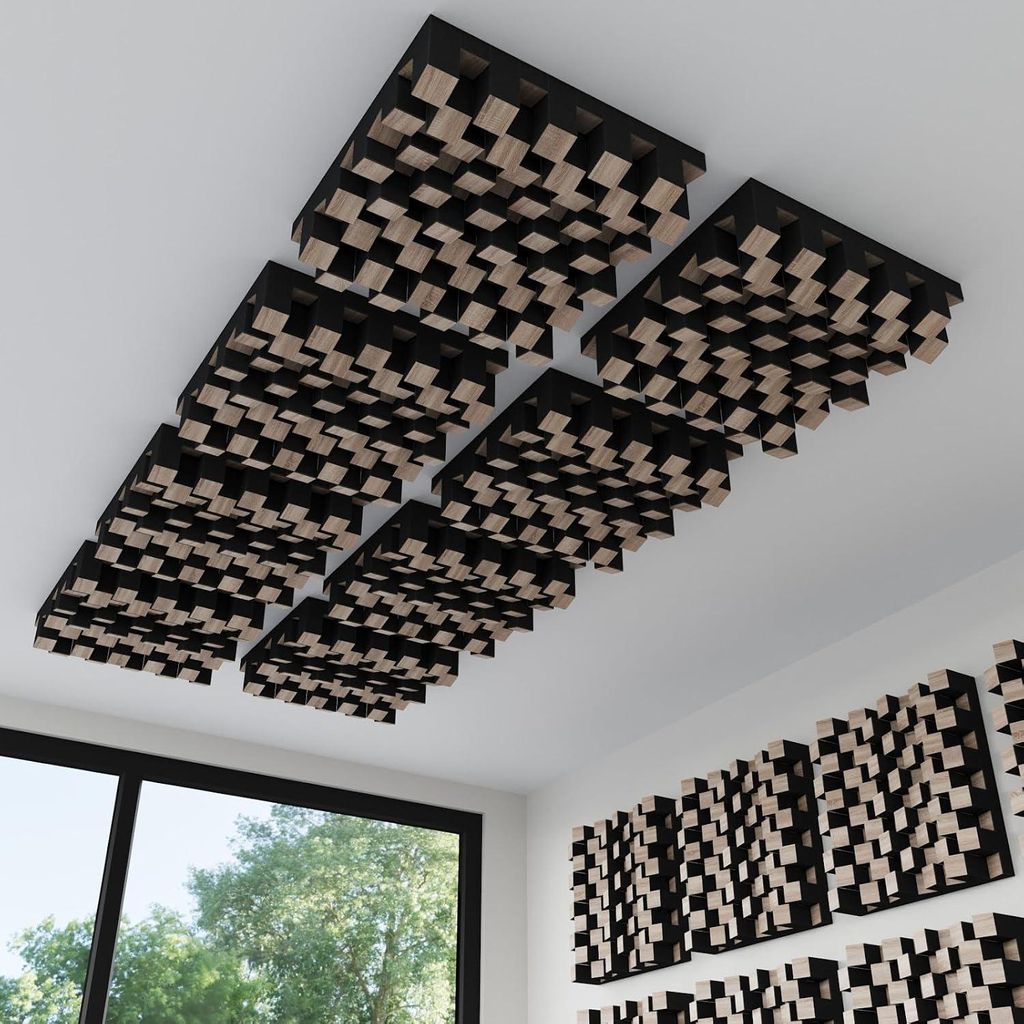 2er-Pack – Selbstklebender Akustikdiffusor „Sirius“|50x50cm|2D-QRD-Decken-und Wandpaneel|Echokontrolle und Schalldiffusor|[Sonoma|SIRIUS-Stic...