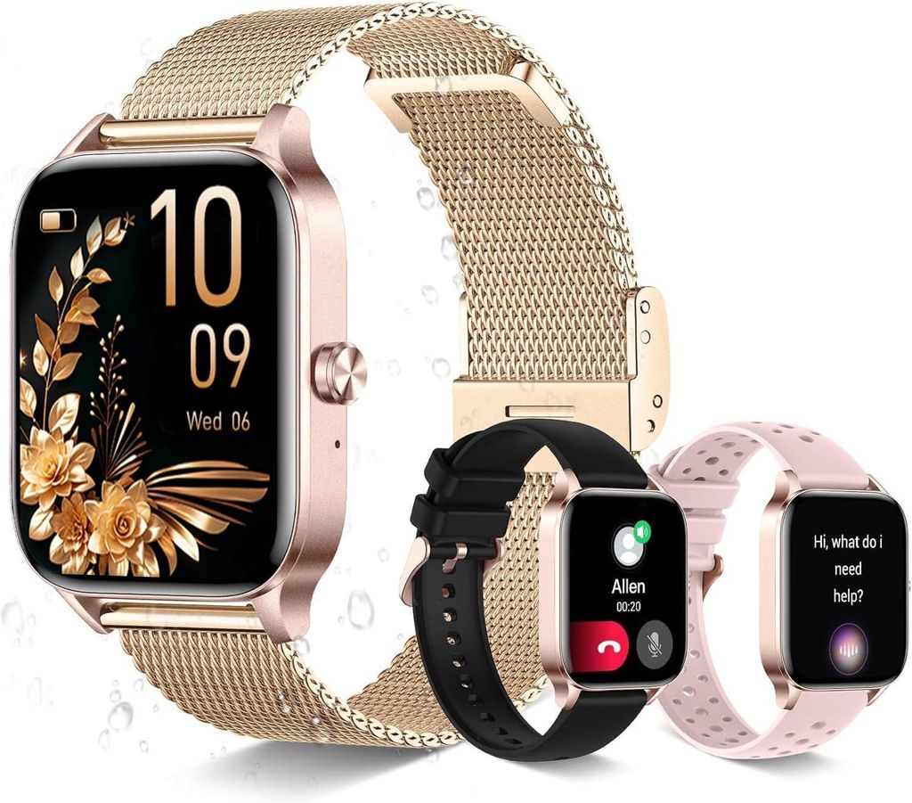INNOFOVO Smartwatch Damen 1.85 Zoll mit Telefonfunktion, 130+ Sportmodi, Herzfrequenz, SpO2, Schlafmonitor & Fitness-Tracker