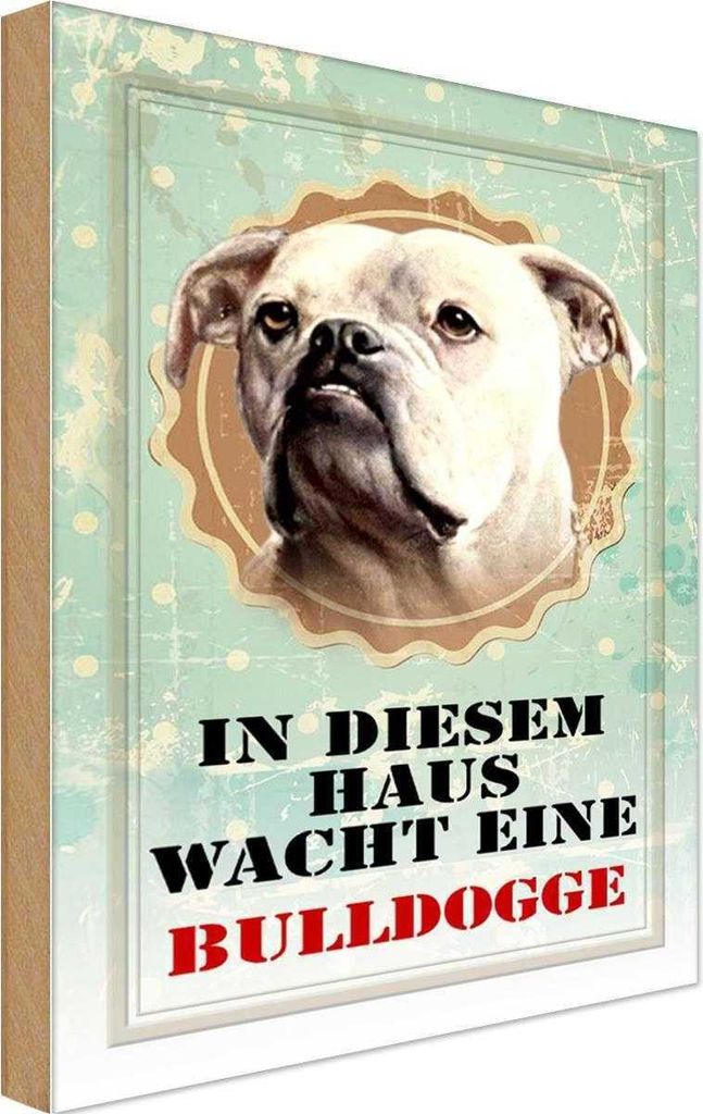 vianmo Holzschild 30x20 cm Hund in diesem Haus wacht Bulldogge Tier Haustier