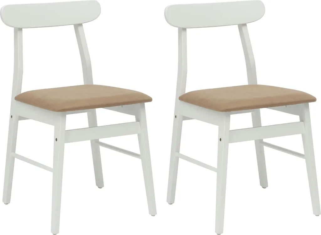 Set 2 Sedie da Pranzo vidaXL in Legno Massello Bianco e Marrone