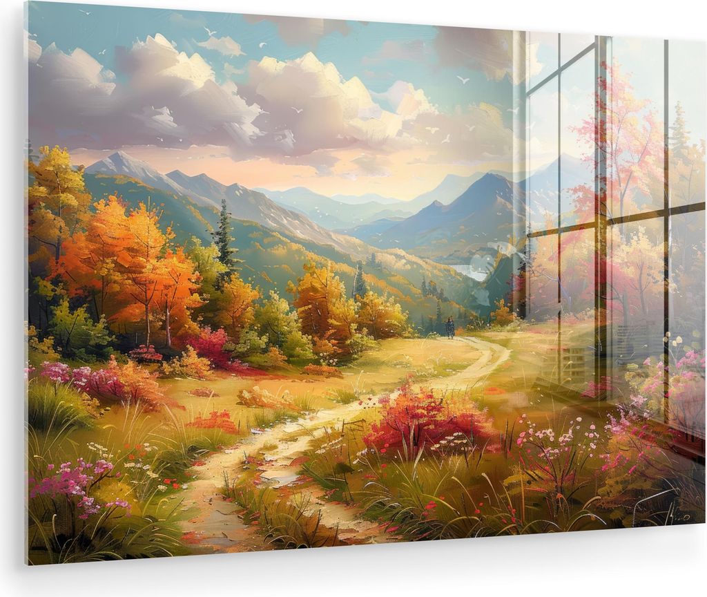MuchoWow Glasbilder - Bilder auf Wandbild - Foto auf Glas Landschaft - Illustration - Natur 60x40 cm Wanddekoration aus Glas - Acrylglasbild - Acry...