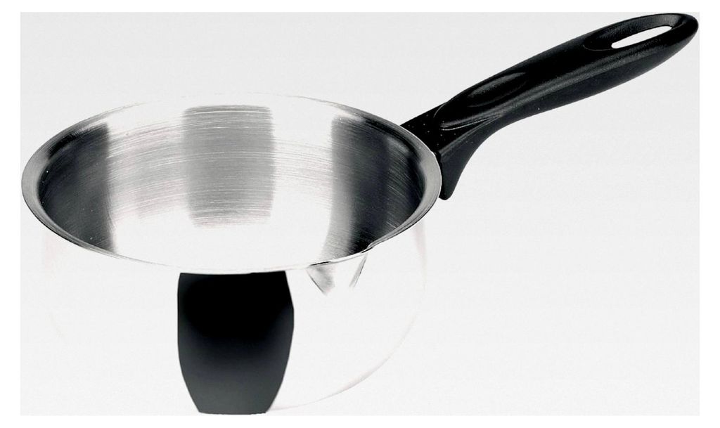 Gewölbte Stielkasserolle 20 cm aus Edelstahl/Kunststoff, Silber/schwarz