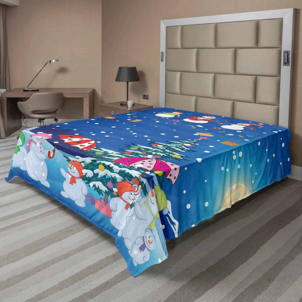 Drap de Lit de Noël en Tissu Doux pour Décoration Festive 275x260 cm