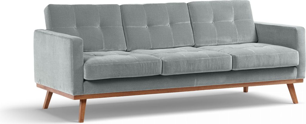Fern Dreisitzer Sofa mit Schlaffunktion 230cm, Modernes Sofa auf Holzbeinen, Ausziehbare Couch, Skandinavischer Stil