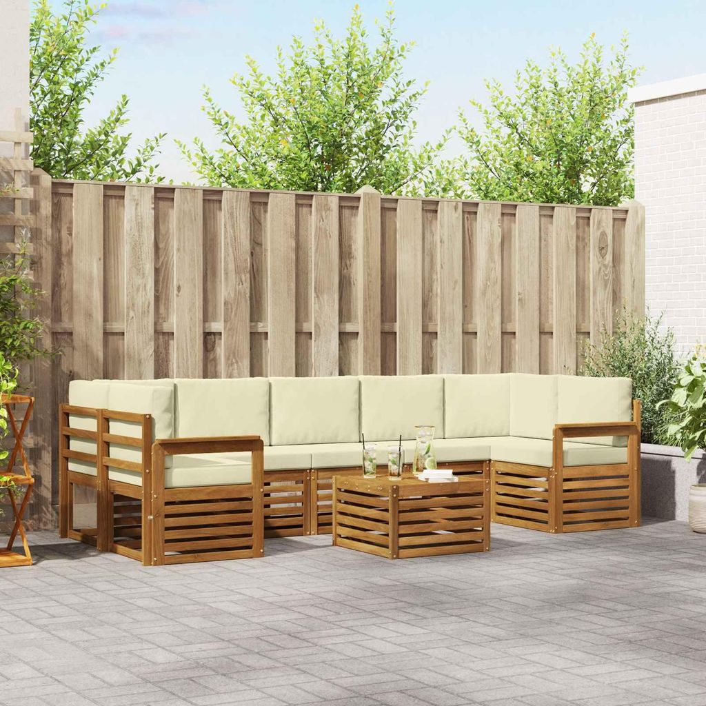 "Neues Produkt" Sofagarnituren - CLORIS - Terrassen-Sofa - 8 pcs - Natur und Creme Massivholz Akazie - Modern Gartensofas V1790