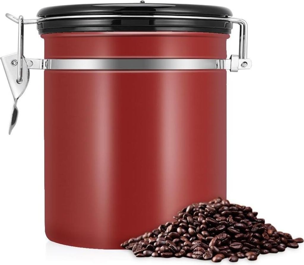 15-Liter Edelstahl luftdichtes Kaffeebehälter für Kaffee, Tee, Kakao, Getreide, Pasta - Rotwein