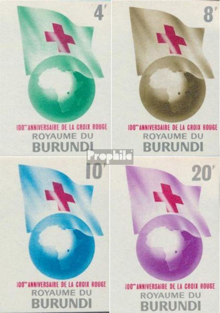 Briefmarken Burundi 1963 Mi 59B-62B (kompl.Ausg.) ungezähnt postfrisch Rotes Kreuz