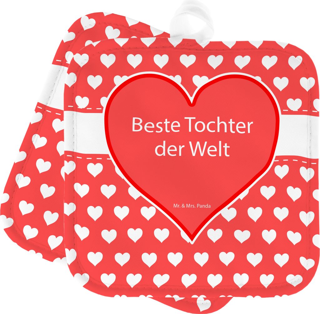 Mr. & Mrs. Panda Topfuntersetzer Tochter - Geschenk, Topflappenset, Topflappen Set, Töchterchen, topfhalter, Ofenlappen, Mutter, Kleine, Töchter,...