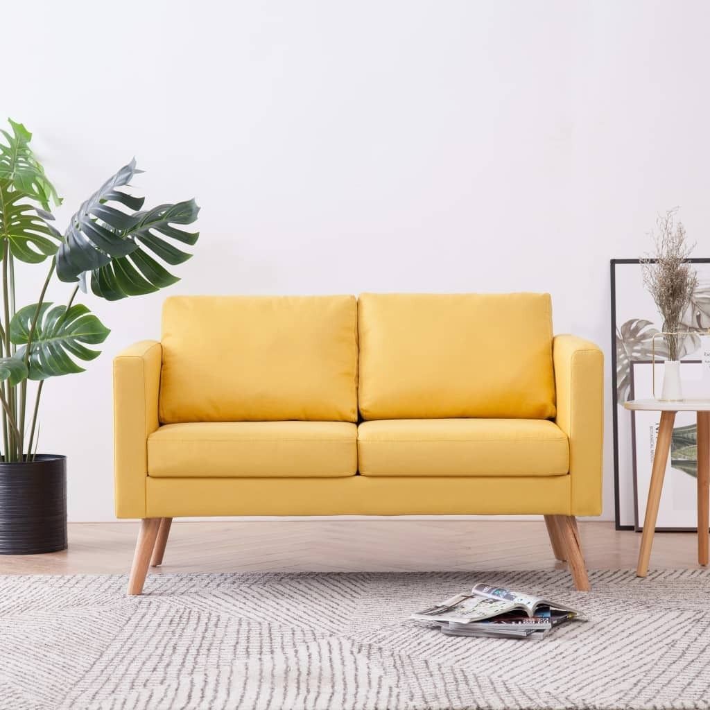 "im Angebot" 2-Sitzer-Sofa - Stoff (100 % Polyester) - Wohnzimmer Sofa - Stoff Gelb - Klassische Sofas CC2014