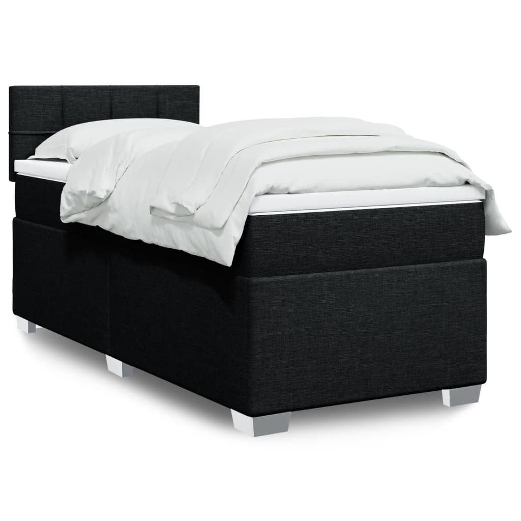 Boxspringbett mit Matratze Schwarz 80x200 cm Stoff, Klassische Betten 2024 Neu