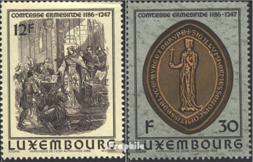 Briefmarken Luxemburg 1986 Mi 1158-1159 (kompl.Ausg.) postfrisch Gräfin Ermesinde