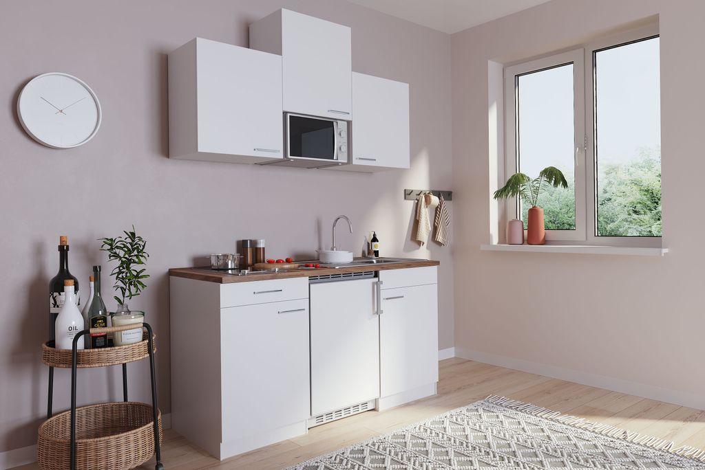 Küche Miniküche Singleküche Küchenzeile Pantry Weiß Luis 150 cm Respekta