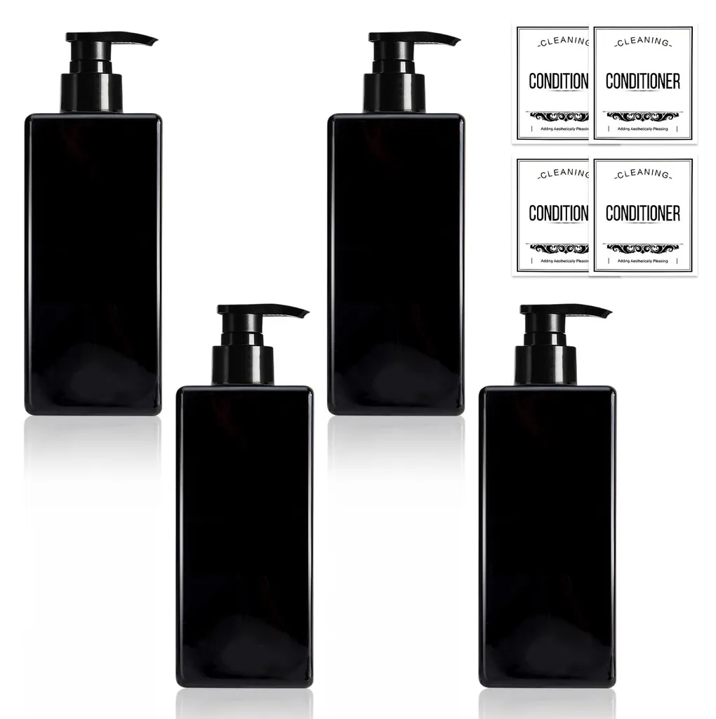 Distributeurs de savon en plastique noir avec étiquettes étanches