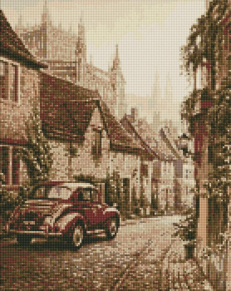 Mosaïque de diamants Vieille Ville 40x50cm - Kit de Diamond Painting complet