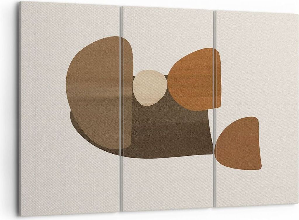 Bild auf Leinwand - Leinwandbild - 3 Teile - Abstraktion Braun Minimalismus - 105x70cm - Wand Bild - Wanddeko - Wandbilder - Leinwanddruck - Bilder...