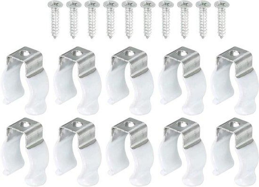 LED-Montagehalter aus Edelstahl - Hakenhalter mit fluoreszierender Buis - Unterstützung für LED-Lampen - Packung mit 10 Stück.
