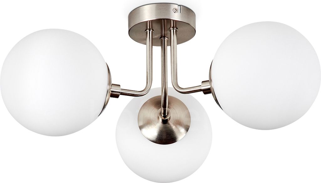 Sarno moderne Deckenlampe aus Metall/Glas in Nickel-matt/Milchglas